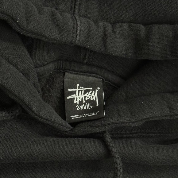 VTG Stussy XV Collab Hoodie Rare Y2K Multi Hit Graphic Back Print USA Mens Sz S - Picture 4 of 13